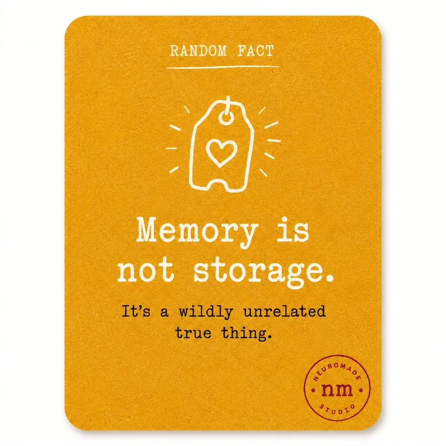 Random fact side note card reading Memory is not storage